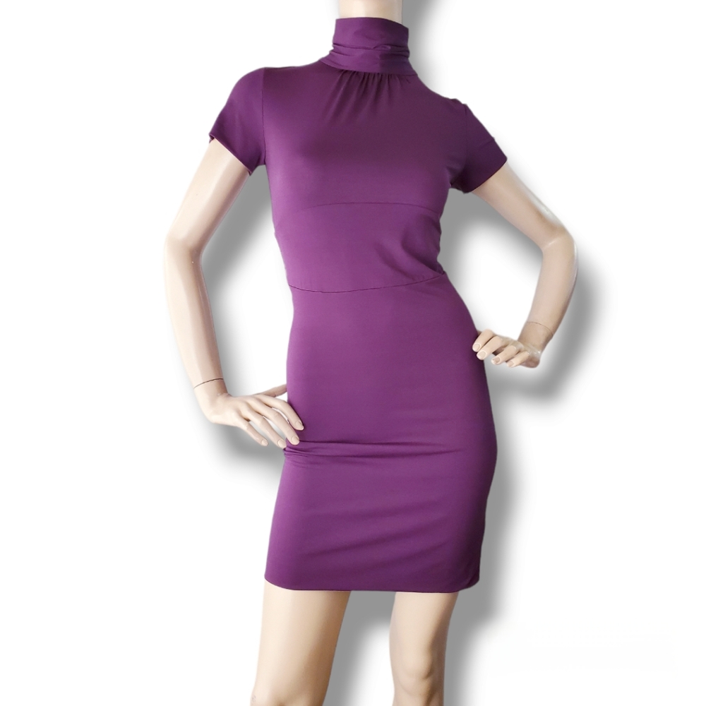 Guess By Marciano Plum/Eggplant High Collar Dress
